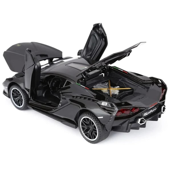 Leikkiauto Pojille 3+ Metallimalliauto Valoilla ja Äänellä Taka-auton (Musta)