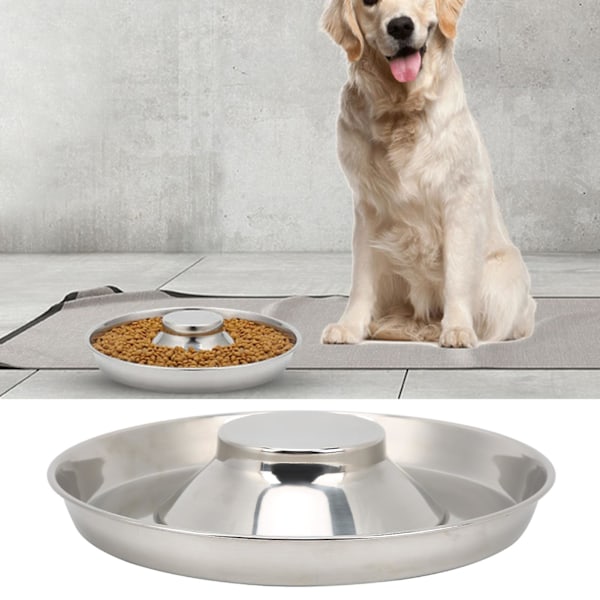 Rustfrit Stål Langsom Foder Skål til Store og Mellemstore Hunde og Katte