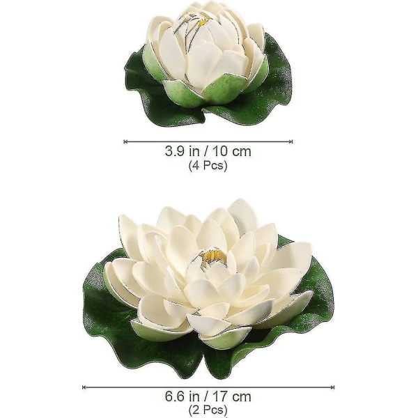 6 stk kunstig lotusblomst lotusblad til dam