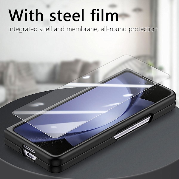 Z Fold 5 Fodral, PU Läder & Pläterad PC Stötsäker Skal Kompatibel Samsung Galaxy Z Fold 5 Med Skärmskydd