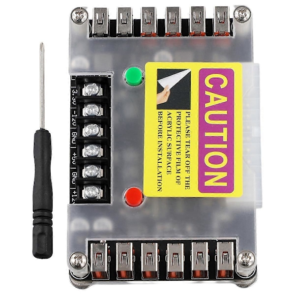 ATX-virtalähteen Breakout-levy ja kotelosarja 3,3 V, 5 V, 12 V, -12 V lähtöjännitteellä ja 12 USB-portilla, 3 A maksimilähtö