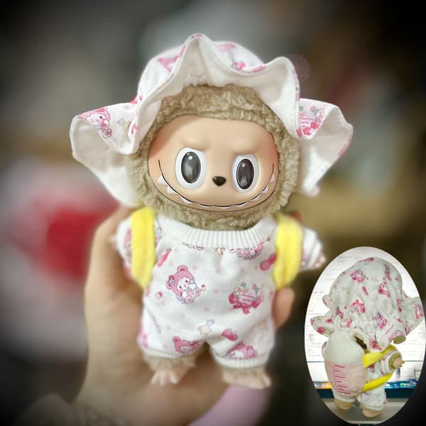 (Endast kläder) 17 cm hängande blind box Labu dockkläder Labubu