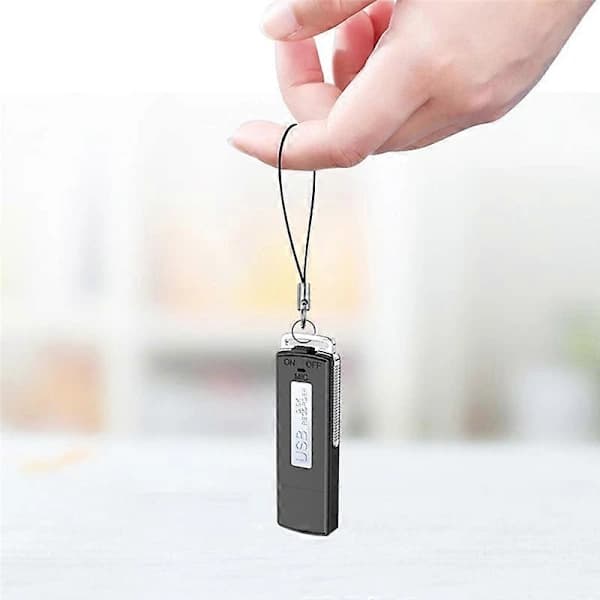 Diktafon på USB-nøgle, genopladelig digital diktafon, velegnet til computere, møder, interviews, 16 GB.