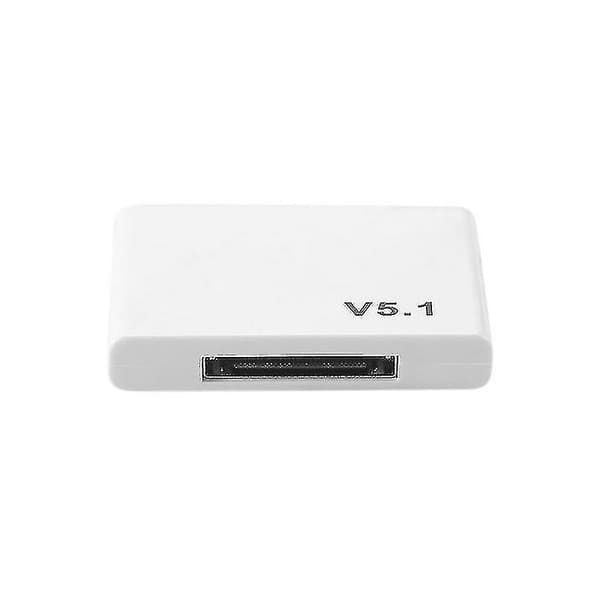 Bluetooth 5.1 30-pin lydmottaker. A2DP trådløs musikkadapter. Hvit