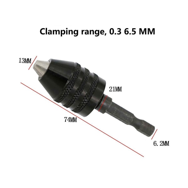 0,3-6,5 mm Hurtig-skift Hexagonalt Håndtag Tre-kæbe Twist Borpatron Elektrisk Borpatron Elektrisk D