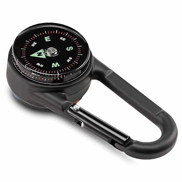 Dhrs 3-i-1 Dobbeltsidig Mini Kompass Karabinkrok Termometer For Utendørs