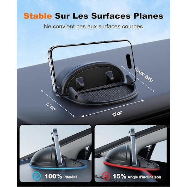 1 stk. Biltelefonholder, Universell bil dashbord telefonholder for iPhone 16 15 14 13 12 Pro Max 11 XR XS 8 7 Samsung Galaxy Huawei OnePlus og andre sma