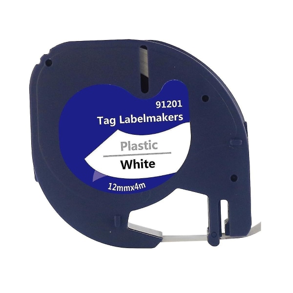 10st 91200 91330 etiketttejp kompatibel för Letratag Plus Lt100h Lt100t Qx50 Refills svart på vitt