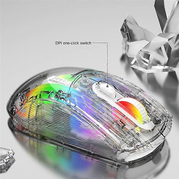 XYH20 3-Mode Transparent 4G Mus Rgb Mekanisk Mus E-Sports Bluetooth Mus Sort