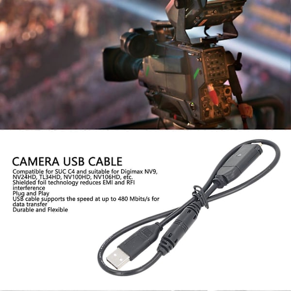 USB 2.0 -kaapeli USB-datansiirtoon ja lataukseen Yhteensopiva SUC C4:n ja Digimax NV9, NV24HD, TL34HD, NV100HD, NV106HD jne. digikameroiden kanssa