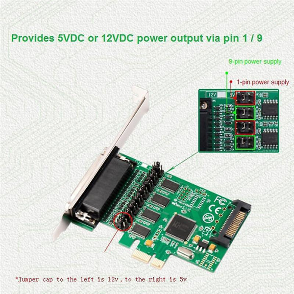 Pcie Serial Rs232 -portit sovitinkortti Pcie X1 I/o Controller Card 4 Db 9 Bracket Pci Wch384 piirisarja
