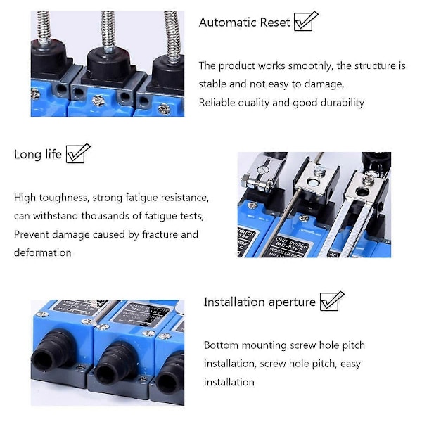 Rajakytkin, 4 kpl CNC Mikro Rullavivun Rajakytkin AC 50Hz 380V Nimellisteholle ja DC 220V DC Jännitteelle (ME8104,ME8108)