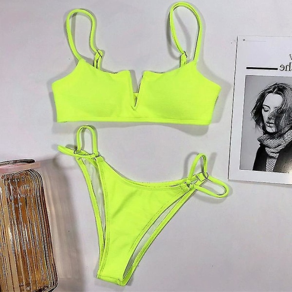 Biquini Low Waist Beach Wear Set 2023 Grime Badedrakt Svømmedress for kvinner V Type Topp Delt badedrakt Thong Bikinier