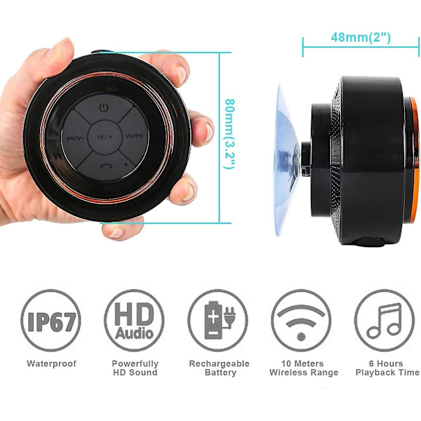 Vattentät duschhögtalare bluetooth-högtalare för husbilsresor lämplig för alla bluetooth-enheter samsung pc iphone