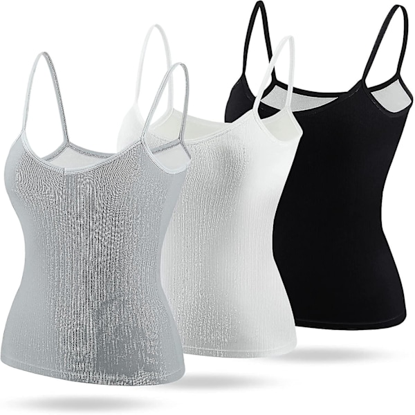 3-pack termiska linnen för kvinnor, camisole i polyesterfiber, fodrad camisole underkläder tank top S-2xl ny