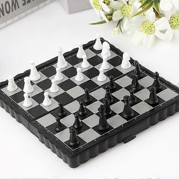Rejse Magnetisk Chess Mini Sæt, Bærbar Håndholdt Magnetisk Chess Sæt, Chess Sæt med Foldbar Magnetisk Rejse Spillebræt