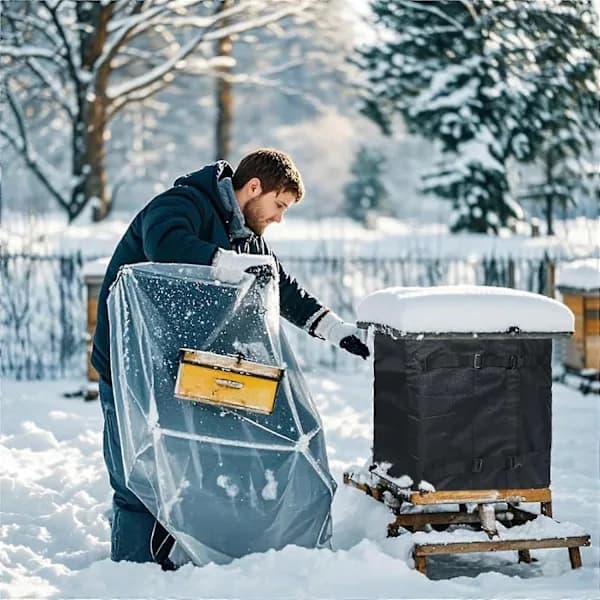 Vinter bikubevarmer, justerbart bikubedækken, 600D Oxford stofisolering, velegnet til 8-10 rammers bikuber.