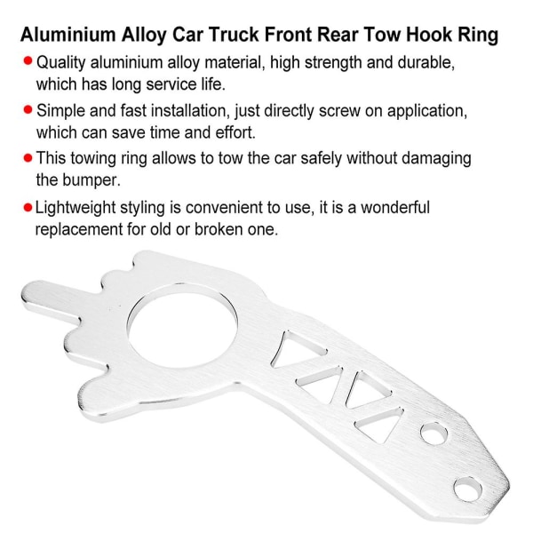 Aluminiumslegering Universal Sølv Bil Lastebil Foran Bak Slepekrok Ring