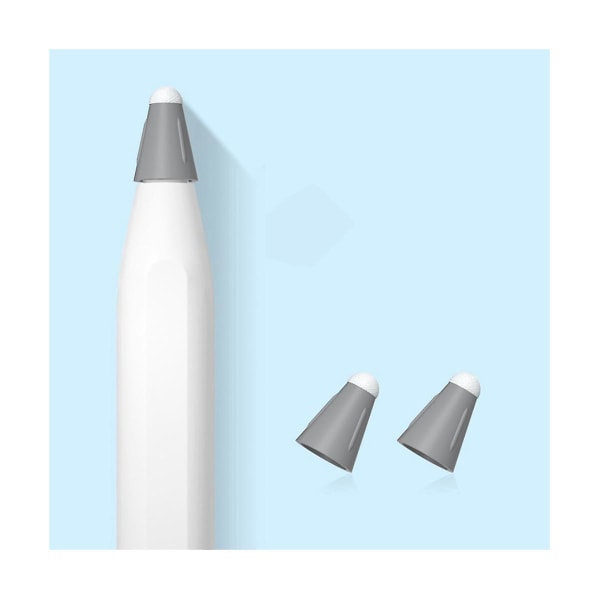 For 1/2. 10 stk Silikonerstatning blyantspisser Deksel Touchscreen Stylus Penneveske Nib, grå