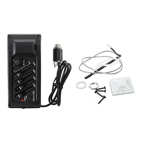 Komplett Kit Eq Förförstärkare Plus Pickup För Akustisk Gitarr 7545r-4 Band Plus Volymkontroll, Levereras Med Ett Batterifack