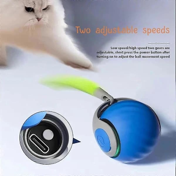 Speedy Tail 2.0, Speedy Tail Kattelegetøj, USB Interaktivt Kattelegetøj til Indendørs Katte Blå