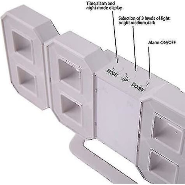 3d Led veggklokke, moderne digital vekkerklokke 24 eller 12 timers visning