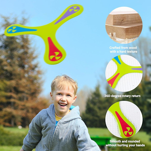 2 stk. Boomerang til børn, håndlavede boomerangs i træ, V-formede boomerangs til børn over 6 år og voksne