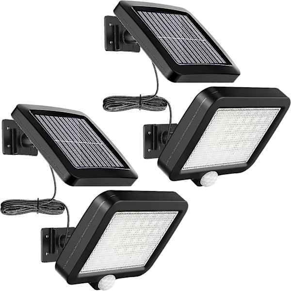 2 stk. LED solcelle udendørs lamper med bevægelsessensor, IP65 vandtæt, 120° lysvinkel, have solcelle væglampe