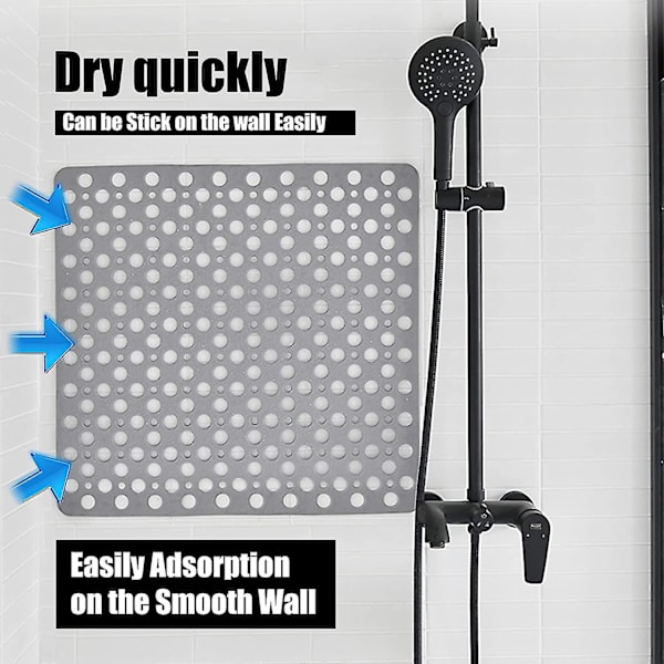 Home / Anti-mildew Non-slip Square Shower Mat, 53 X 53cm Non-slip Rubber Bath Mat With Drain Holes, Machine Washable, Gray