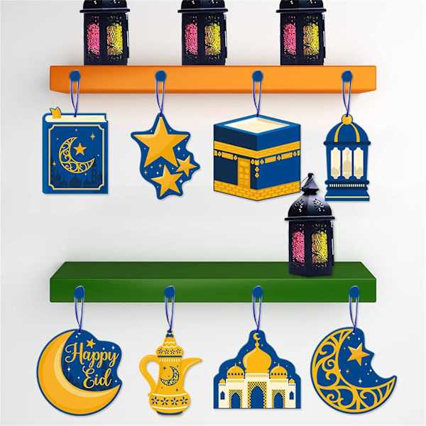 30 kpl Eid Mubarak -riippukoristeet, riippuvat Eid-paperikoristeet, Ramadan Mubarak -seinäkoristeet