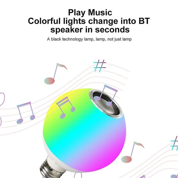 E27 Fargerik dimbar Led-pære Trådløs Bluetooth-høyttaler Musikk Smart App Fjernkontroll Natt
