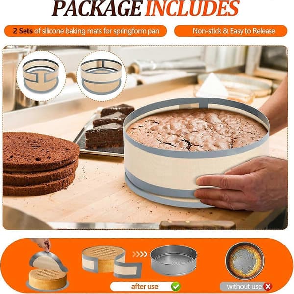 2 set Silikon Bakmatta för 9-tums Nonstick Springform Pan Protector, Förhindra att Kakan Fastnar