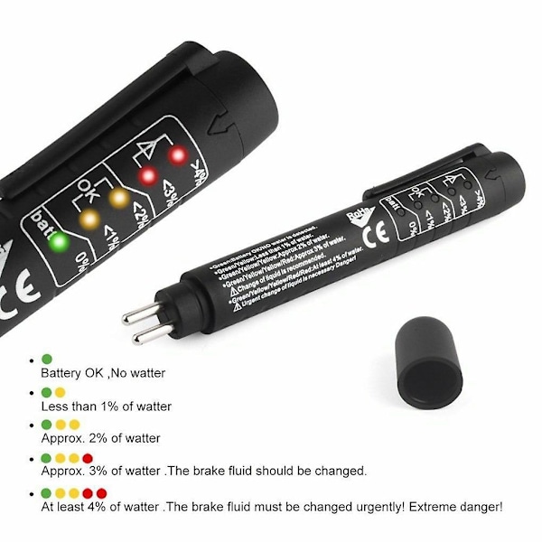 Bromsvätske Testare Detektor, 5 LED Auto Diagnostisk Broms Testare Bil Broms Testare Auto Broms Testare för DOT3 DOT4