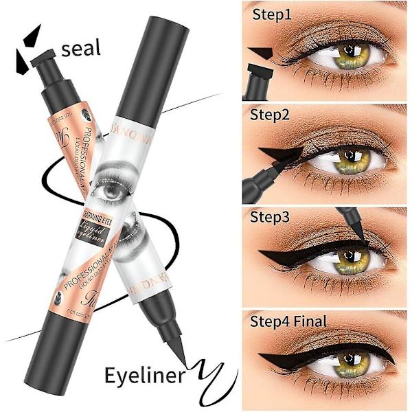 Vinget Eyeliner Stempel, Eyeliner Stempel, Sort Flydende Eyeliner, Vandtæt Eyeliner, Langtidsholdbar Flydende Stempel Eyeliner