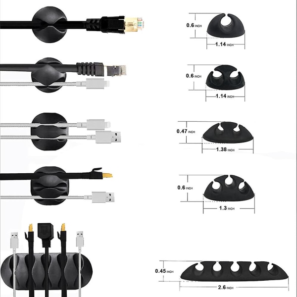 152 Dele Kabelsorteringskit, Inkluderer Selvklæbende Klips, Kabelhylsterstyringsklips