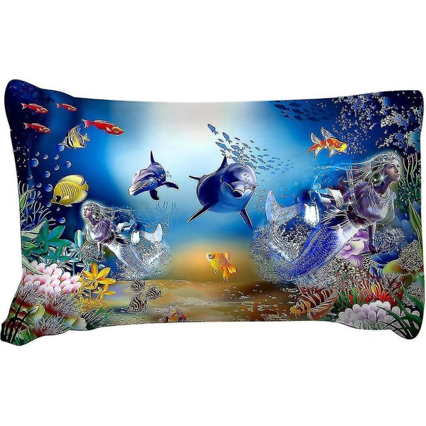Marine Life cover Underwater World Dolphin Mermaid vuodevaatteet Set Vetoketjulla Lapsille Kaksinkertainen cover set 200x200cm-yuyu