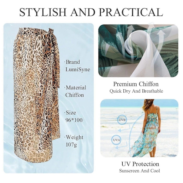 Lang strandkjole poncho for kvinner, sommer bikini cover up, stilig strandantrekk