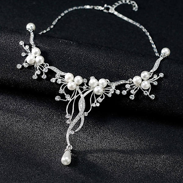 2 st/set Delikat Stud Örhängen Imitation Pärla Blommig Halsband All-match