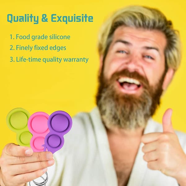 3 st Fidget Simple Dimple Nyckelring Pop-Bubbla Leksak Stressavlastning