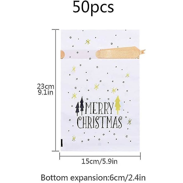 Juledekorasjoner Gaveposer med Snøring Juleposer 50 stk God Jul Godteposer Gaveposer Gavepakke For Barn Jenter Gutter