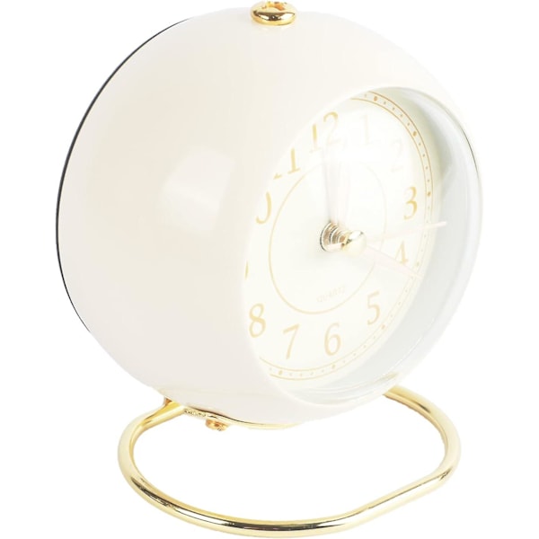 Retro Analog Väckarklocka, Sängbordsklocka med Hög Alarm, Batteridriven för Sovrum, Kök, Kontor (Beige)