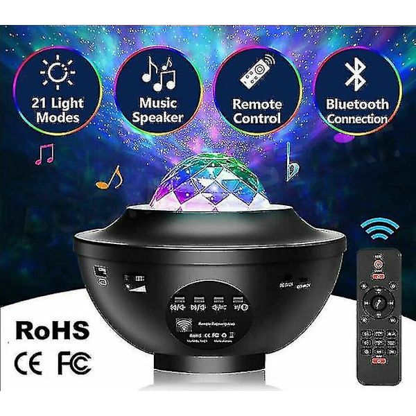 Bluetooth LED Galaxy Stjernehimmel Natlys Projektor Sky Party Lampe Gave