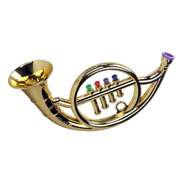Fransk horn 4 farvede taster Tidlig uddannelse Musiklegetøjsrekvisitter Spil Minimusikblæseinstrumenter til børn Legetøj Guld
