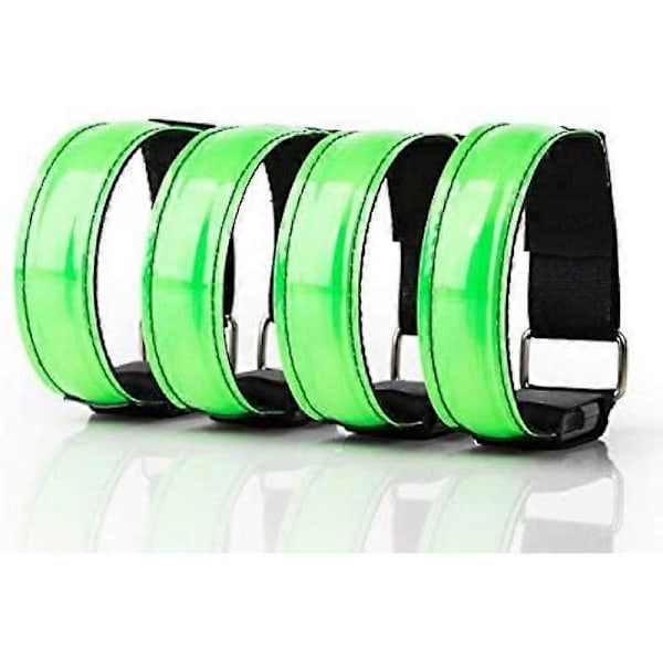 PIAO Genopladeligt LED Armbånd, Jogging Lysbælte, Løbe Sikkerhedslygter, Børns Reflektor og Blinkende og Statisk LED Funktion (4 stk)