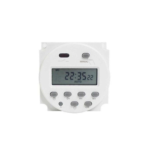 Cn101a Dc 12v 16a Digital Lcd Strømprogrammerbar Timer Tid Relé Bryter Hvit Fg