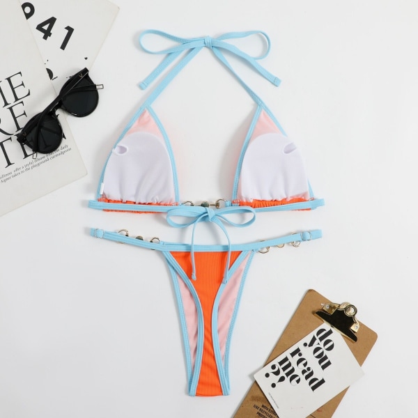 Sexiga bikiniset för damer Miniatyrtrosa i spets för kvinnor Badkläder Badkläder Push Up Orange