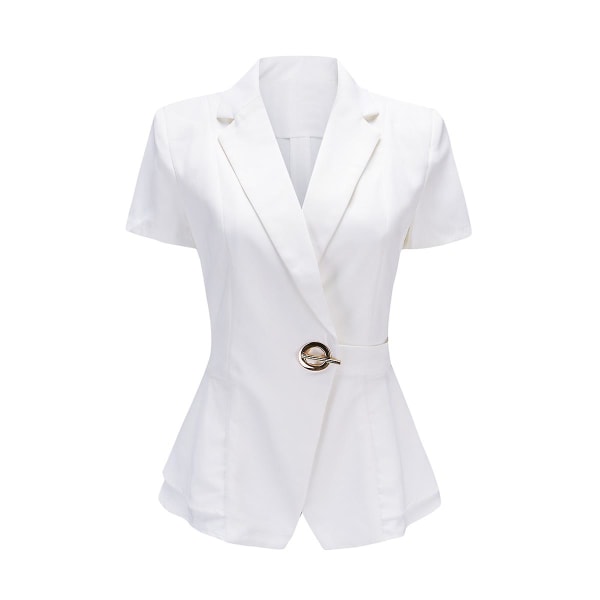 Business kontor dam slim fit kortärmad byxa set dam 2-delad enfärgad kostym  Vit kostym set slim fit temperament White L abca | White | L | Fyndiq