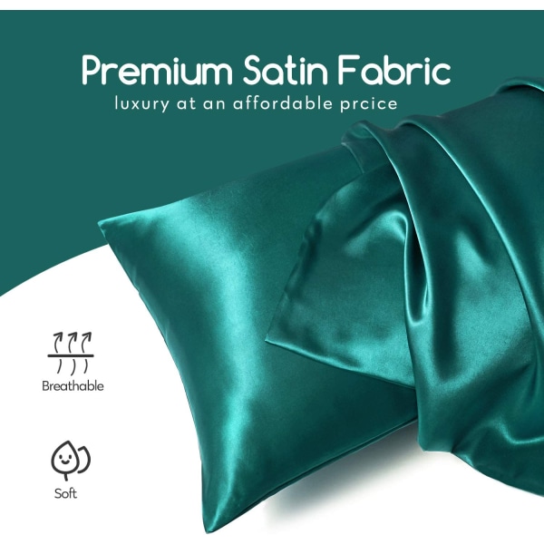 Silk Satin Örngott 2-pack (utan fyllmedel) Teal 50X75cm