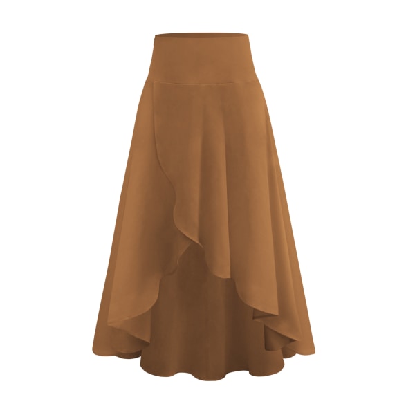 Dam bohemisk resår i midjan Asymmetrisk omlott Lång kjol sommar maxiklänning Brownish