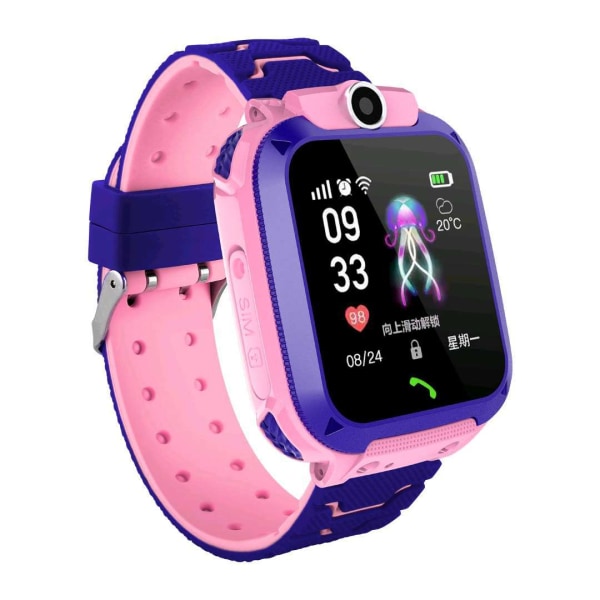 Blå/rosa smartklocka för barn, HD watch med telefon 1,44 tums skärm smartklocka med GPS 2G pink